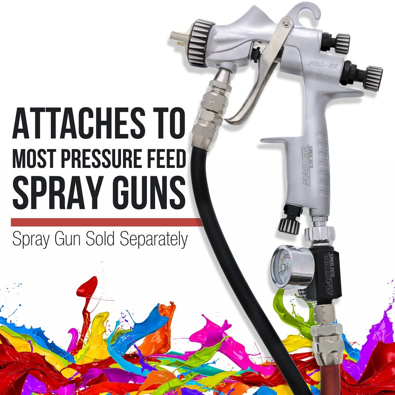 Master Airbrush Master Elite Series 25 Foot Air and Fluid Hose Assembly Set with Fittings for Spray Guns, Paint Pressure Pot Tanks, Professional Heavy Duty - Air 3/8" NPS, 5/16" ID & Fluid Hose 1/4" NPS, 1/4" ID - Image 5